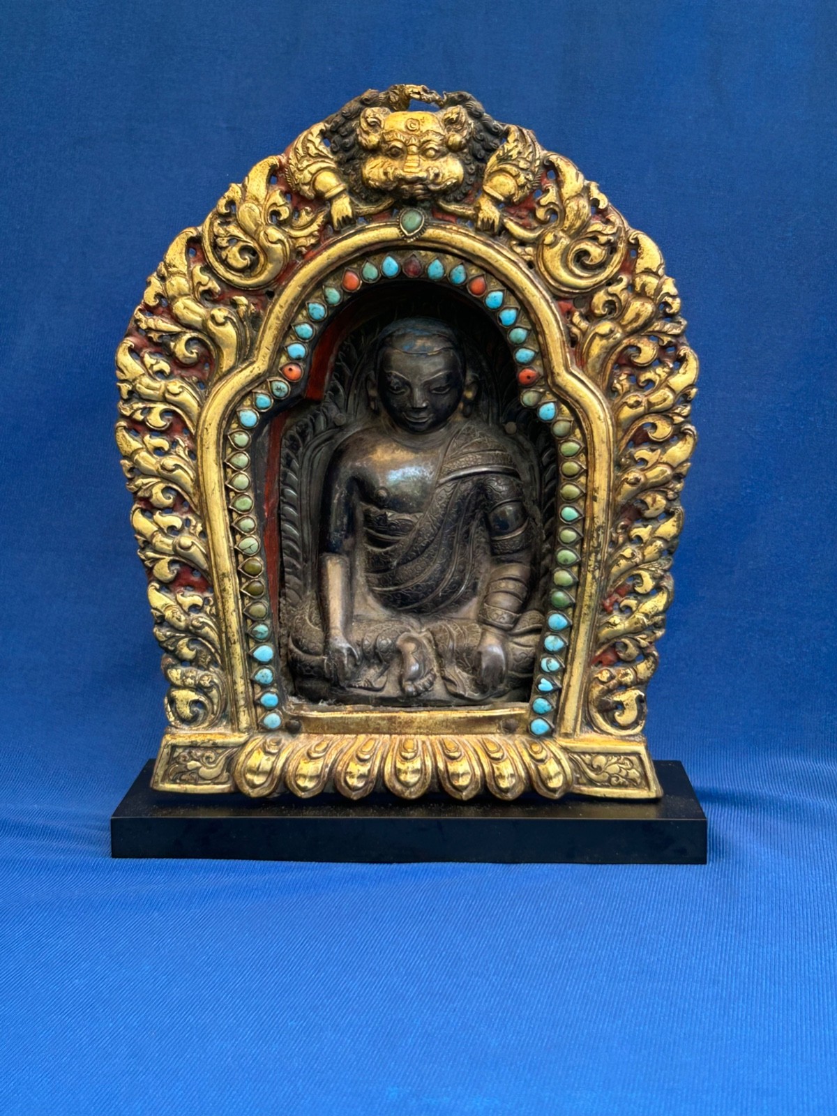 15th c Tibetan Portrait of an enshrined Lama Silver and Gilt Repousse, Sotheby's