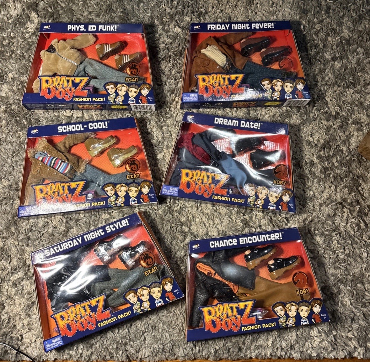6 pack full collection BRATZ BOYZ DOLL FASHION PACK CLOTHES W/ SHOES -PHYS 6 pack full collection BRATZ BOYZ DOLL FASHION PACK CLOTHES W/ SHOES -PHYS