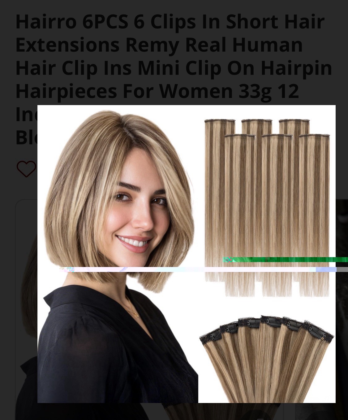 Hairro Clip-In Remy Human Hair Extensions Straight 12in 33g 6PCS/6 Clips Hairro Clip-In Remy Human Hair Extensions Straight 12in 33g 6PCS/6 Clips