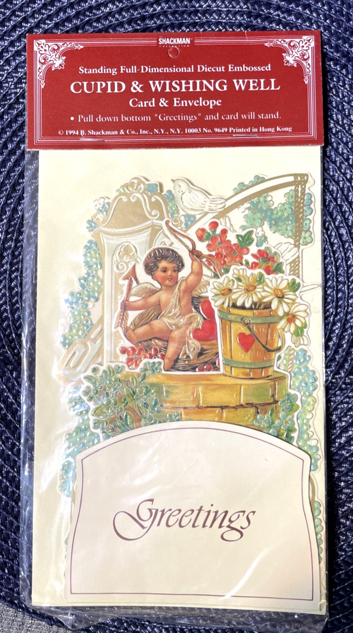 Vintage Cupid Card Victorian Style w/Envelope Flowers Embossed Vintage Cupid Card Victorian Style w/Envelope Flowers Embossed