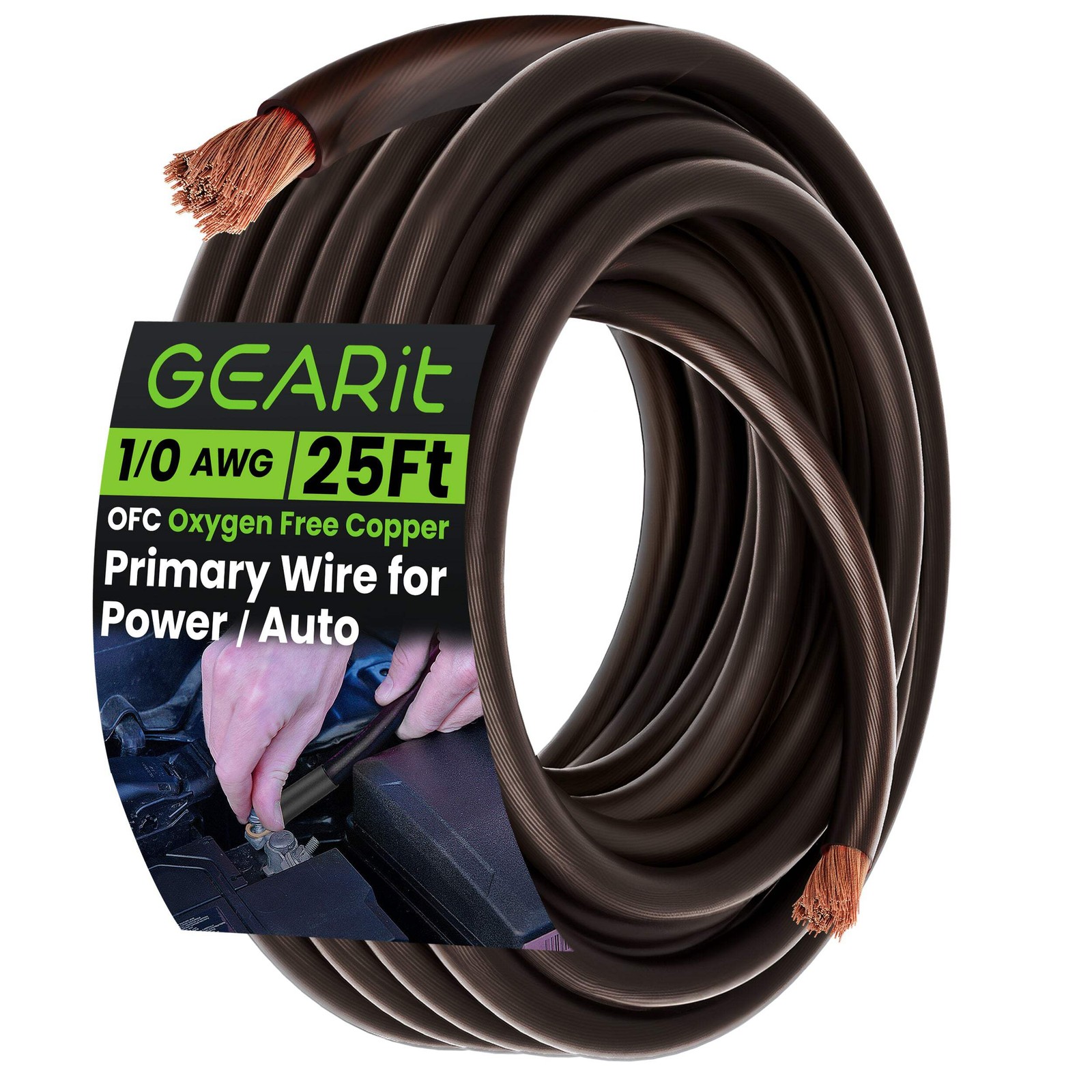 GEARit 0 Gauge 25\' OFC Amplifier Power / Amp Ground Wire Roll, Black/Red