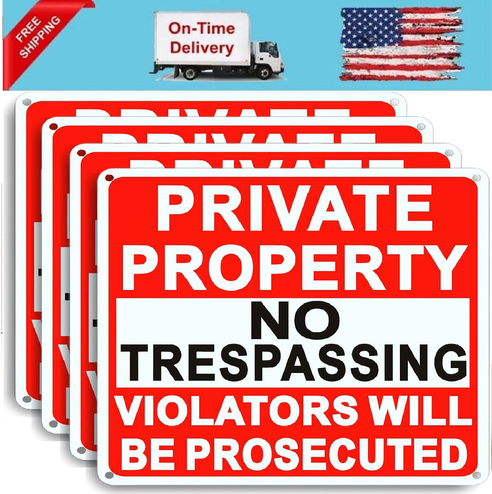 4 Pack Large No Trespassing Signs Private Property, 8x12 Inch Rust Free Aluminum 4 Pack Large No Trespassing Signs Private Property, 8x12 Inch Rust Free Aluminum