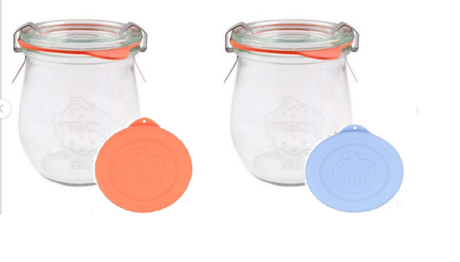 Weck Jelly Jars, WE-762 (2) - + (2) Purekra Silicone Lids - Colors May Vary Weck Jelly Jars, WE-762 (2) - + (2) Purekra Silicone Lids - Colors May Vary
