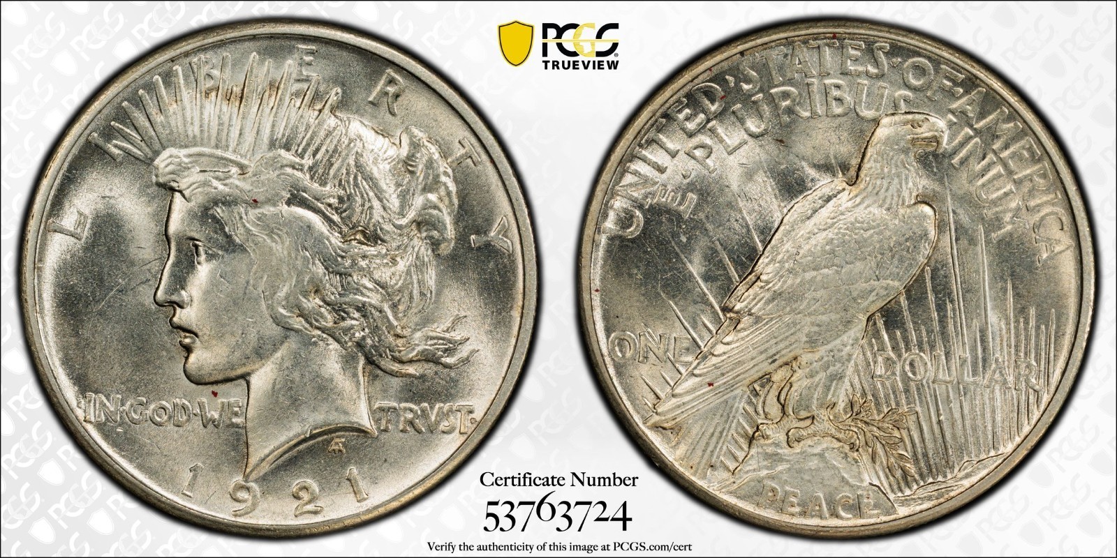 1921 High Relief Peace Silver Dollar $1 PCGS MS61 Bright White 5820 1921 High Relief Peace Silver Dollar $1 PCGS MS61 Bright White 5820