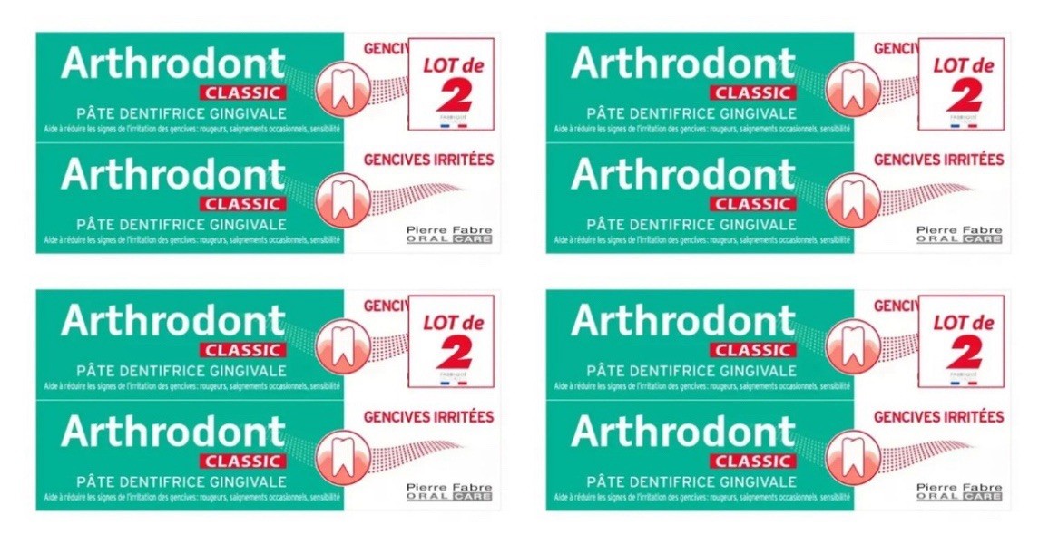 (4x Pack of 2) Arthrodont Classic Gingival Toothpaste 8x75 ml