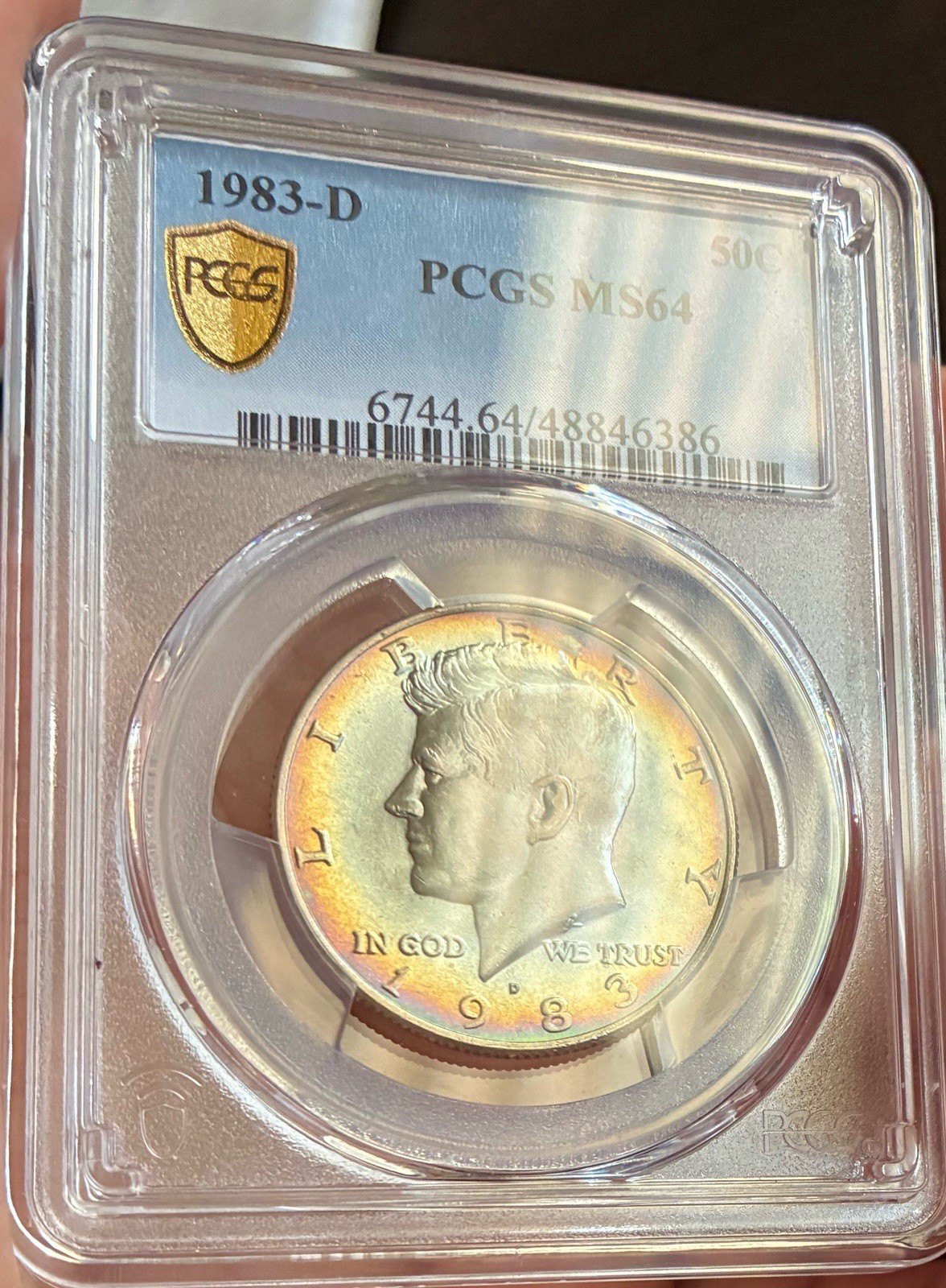 1983-D Kennedy 50c PCGS MS64 Beautiful Toning PCGS Gold Shield