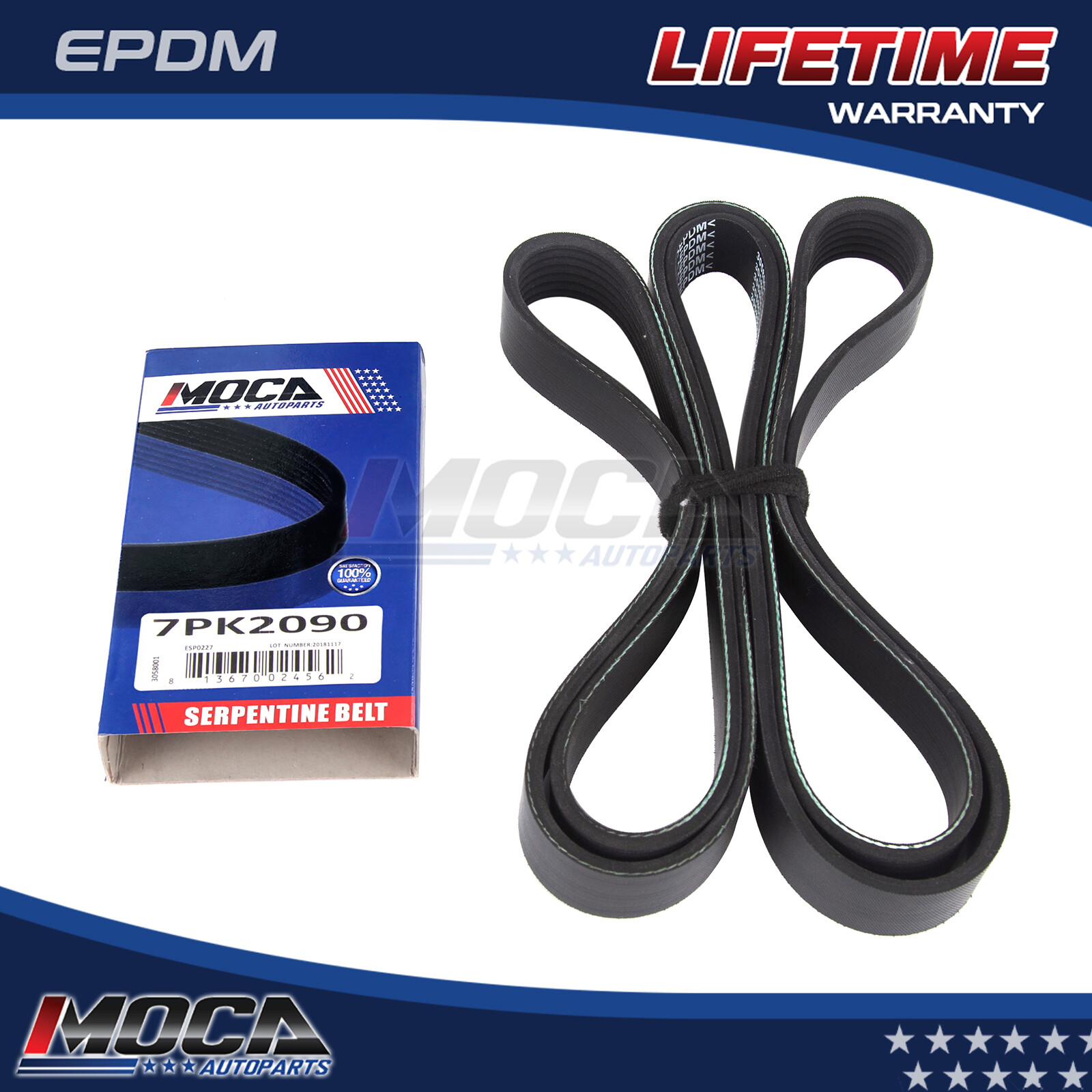 Serpentine Belt Fit For 05-12 Toyota Avalon 3.5L Camry Sienna 7PK2090 MOCA EPDM