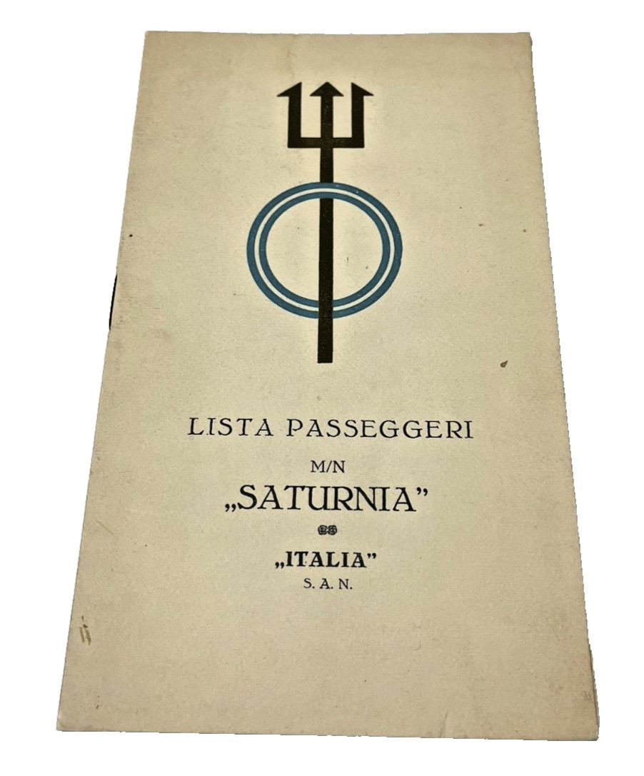 1937 Italian Cruise Ship Saturnia Passenger List Booklet Ephemera Antique 1930s 1937 Italian Cruise Ship Saturnia Passenger List Booklet Ephemera Antique 1930s