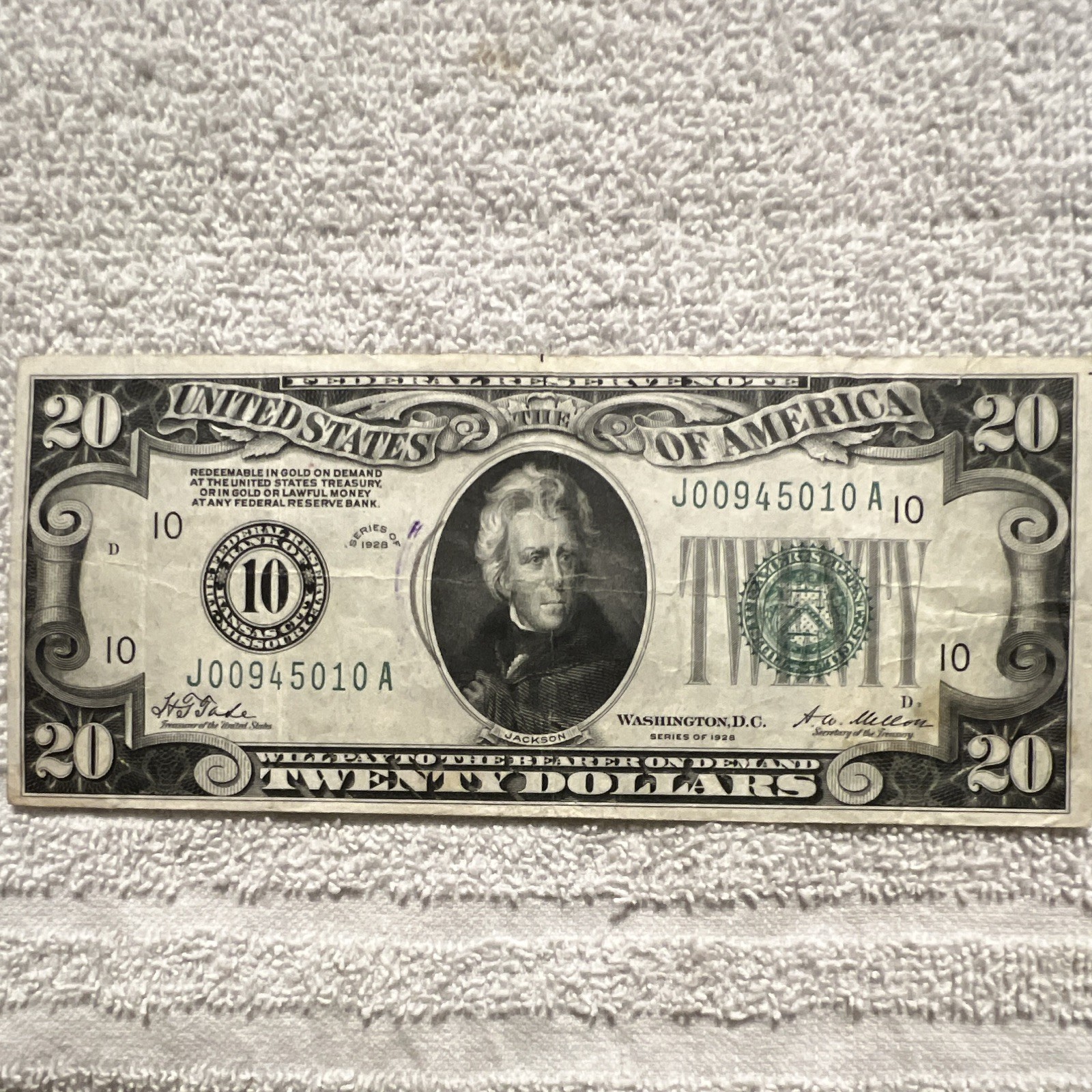 1928 $20 Banknote Twenty Dollars U.S. Note Circulated Uncertified Currency