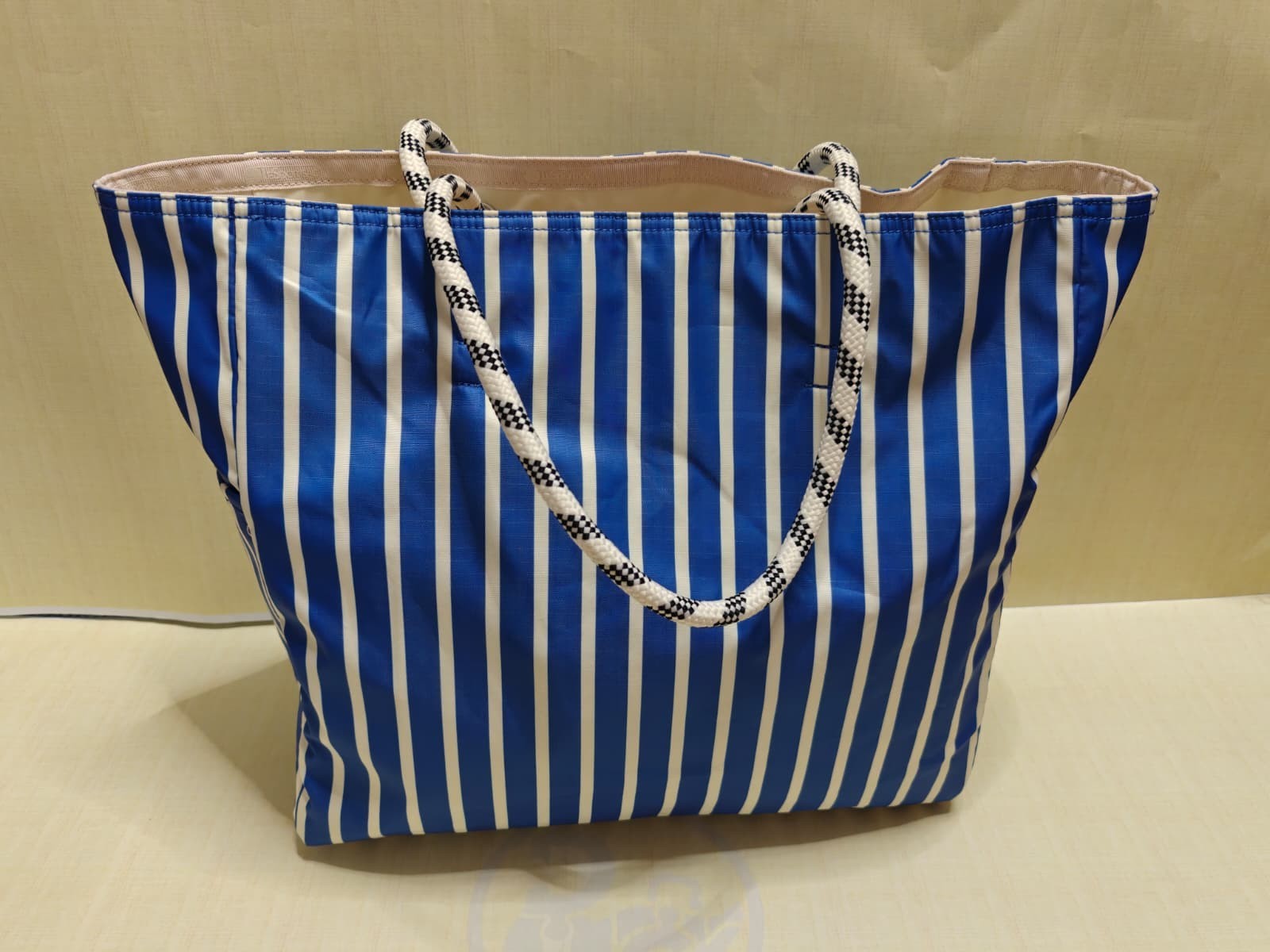 US STOCK & SHIP LeSportsac two-way reversible tote L (white + blue stripe) PCA