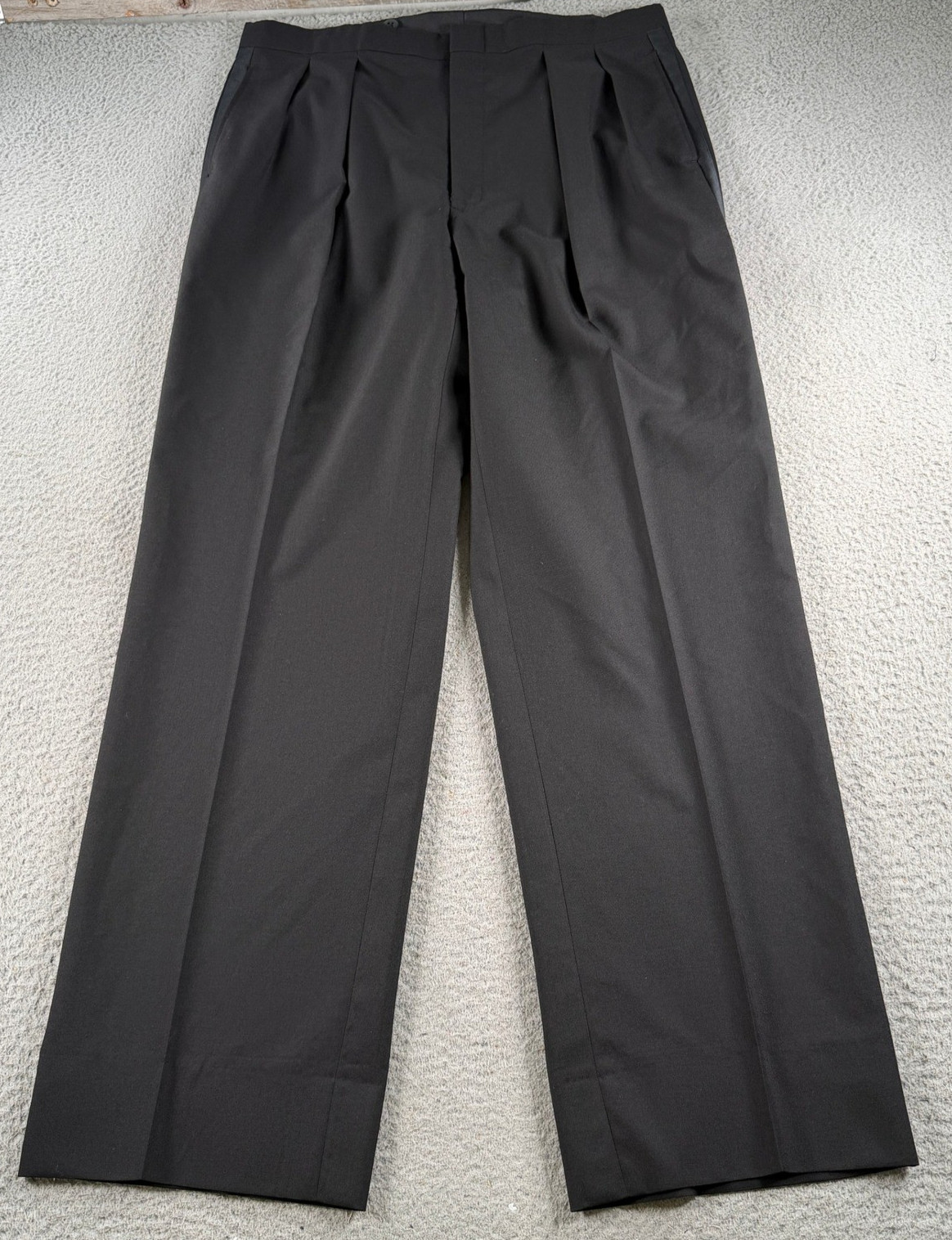 Vintage Brooks Brothers Tuxedo Pants Mens 34x31 Black Wool Pleated Side Stripe