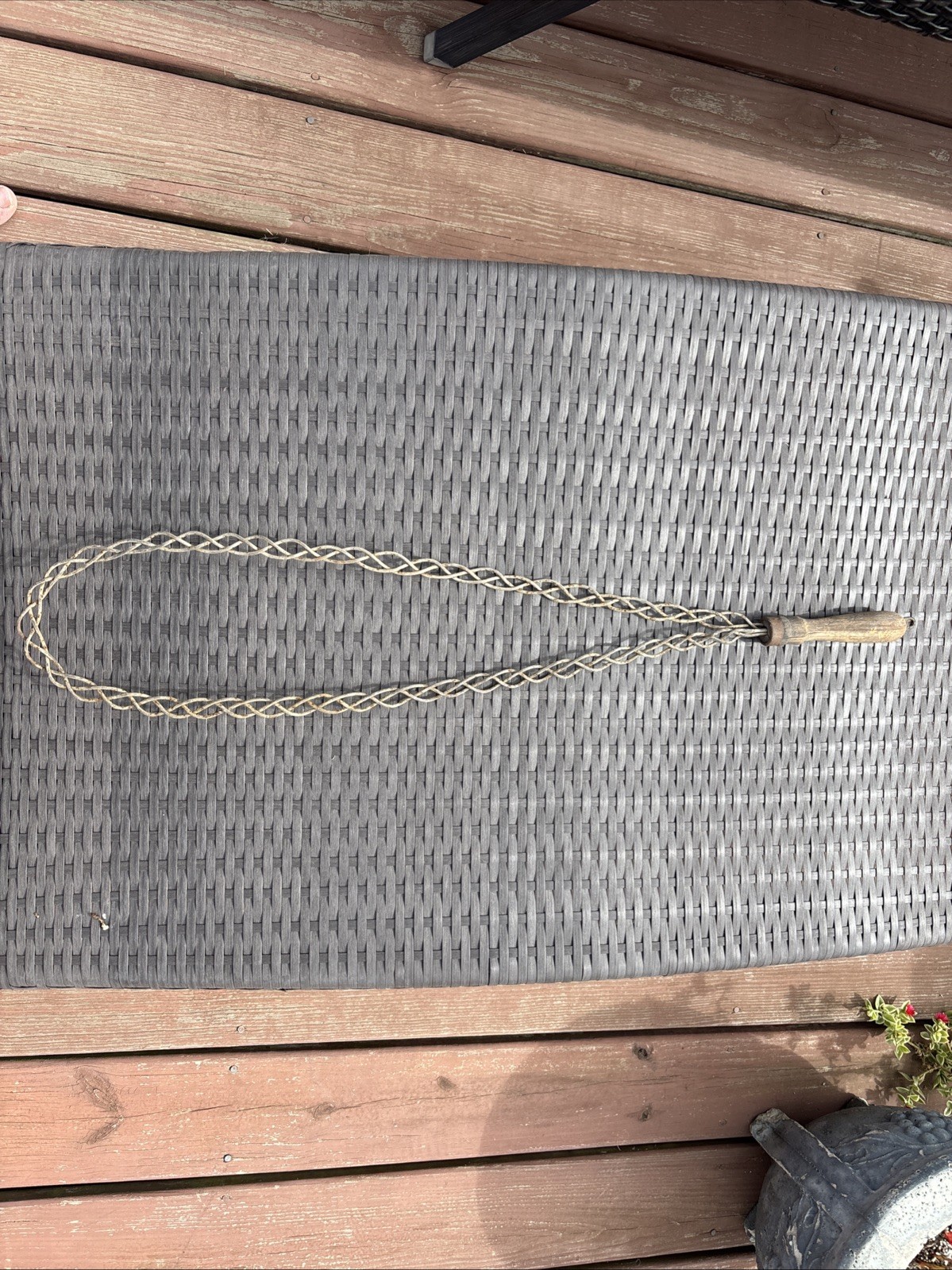 Antique Braided Wire Rug Beater Vintage Farmhouse Primitive Decor Wood Handle