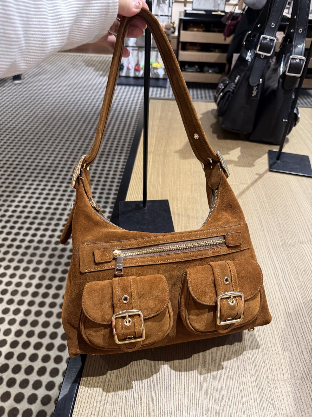NWT coach Allison Zip Top Shoulder Bag CFO84 Gold/Warm Brown NEW