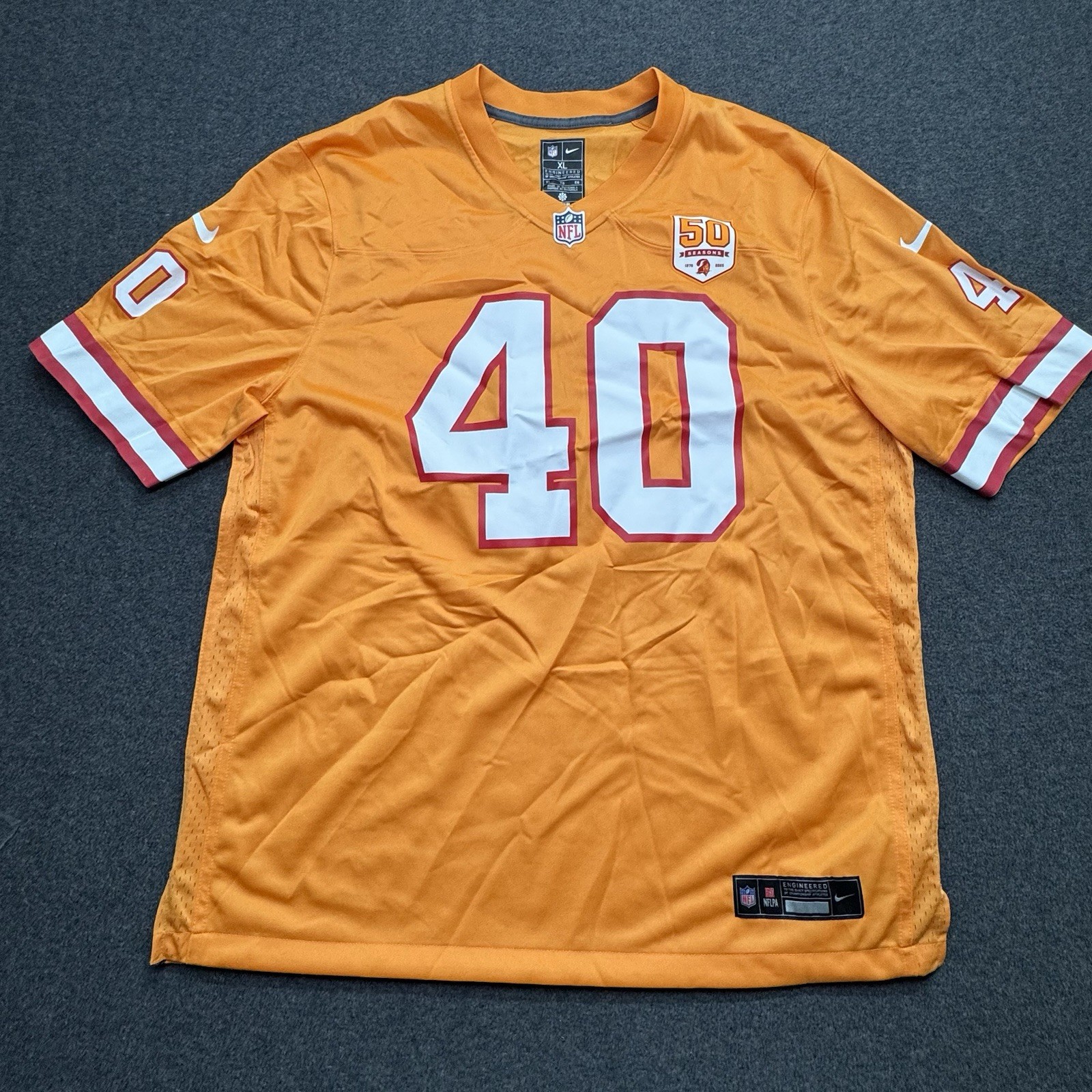 Nike Mike Alstott #40 Tampa Bay Buccaneers 50th Anniversary Jersey XL Orange