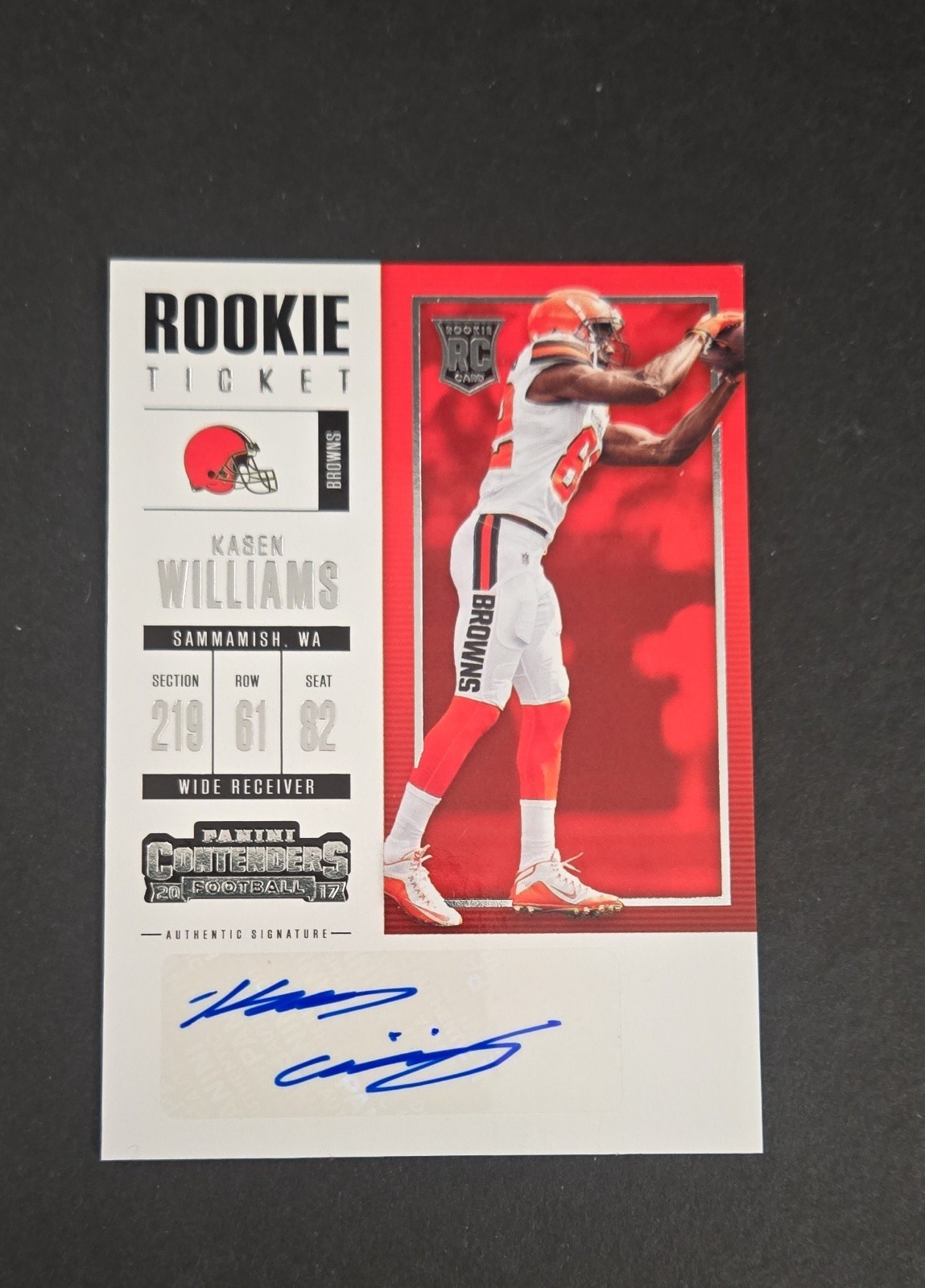 2017 Panini Contenders - Rookie Ticket/Rookie Ticket Variation Kasen Williams... 2017 Panini Contenders - Rookie Ticket/Rookie Ticket Variation Kasen Williams...