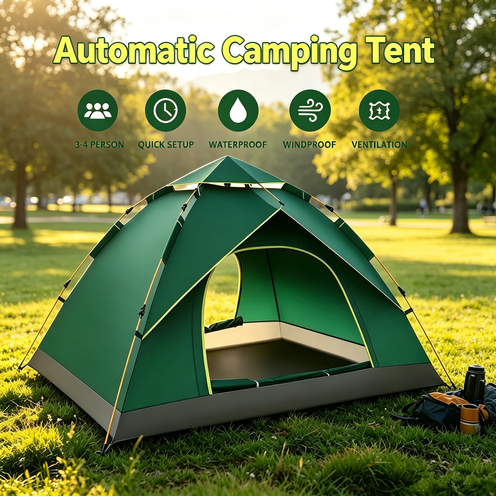 3-4 Person Pop Up Tents Waterproof Windproof Instant Tent for Camping Hiking