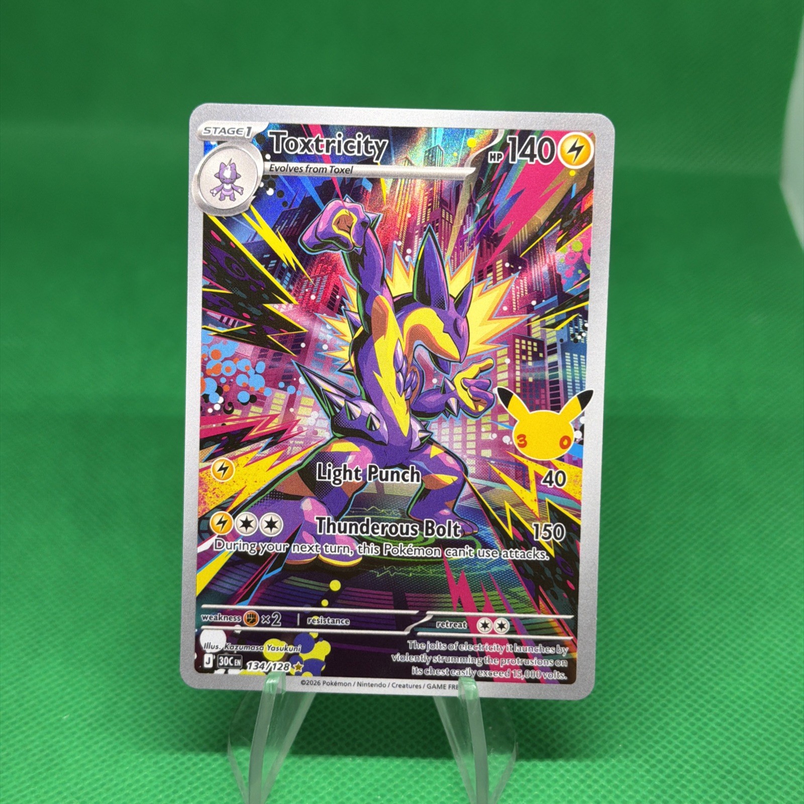 Toxtricity 134/128 Pokemon 30th Anniversary Celebration Illustration Rare NM Toxtricity 134/128 Pokemon 30th Anniversary Celebration Illustration Rare NM
