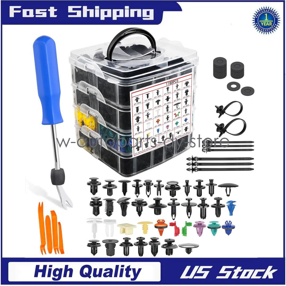 1295PCS Car Retainer Clips Auto Fasteners Push Trim Clips Pin Rivet Bumper Kit