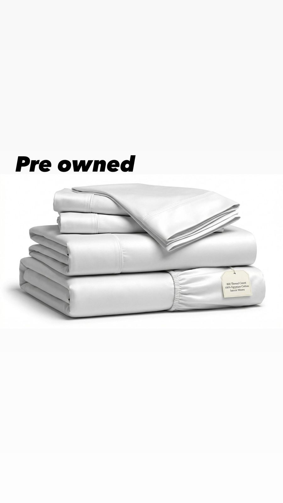 Pre-Owned Queen White 15 Inch Deep Pocket Cotton 4PC Bedding Hotel Style Set