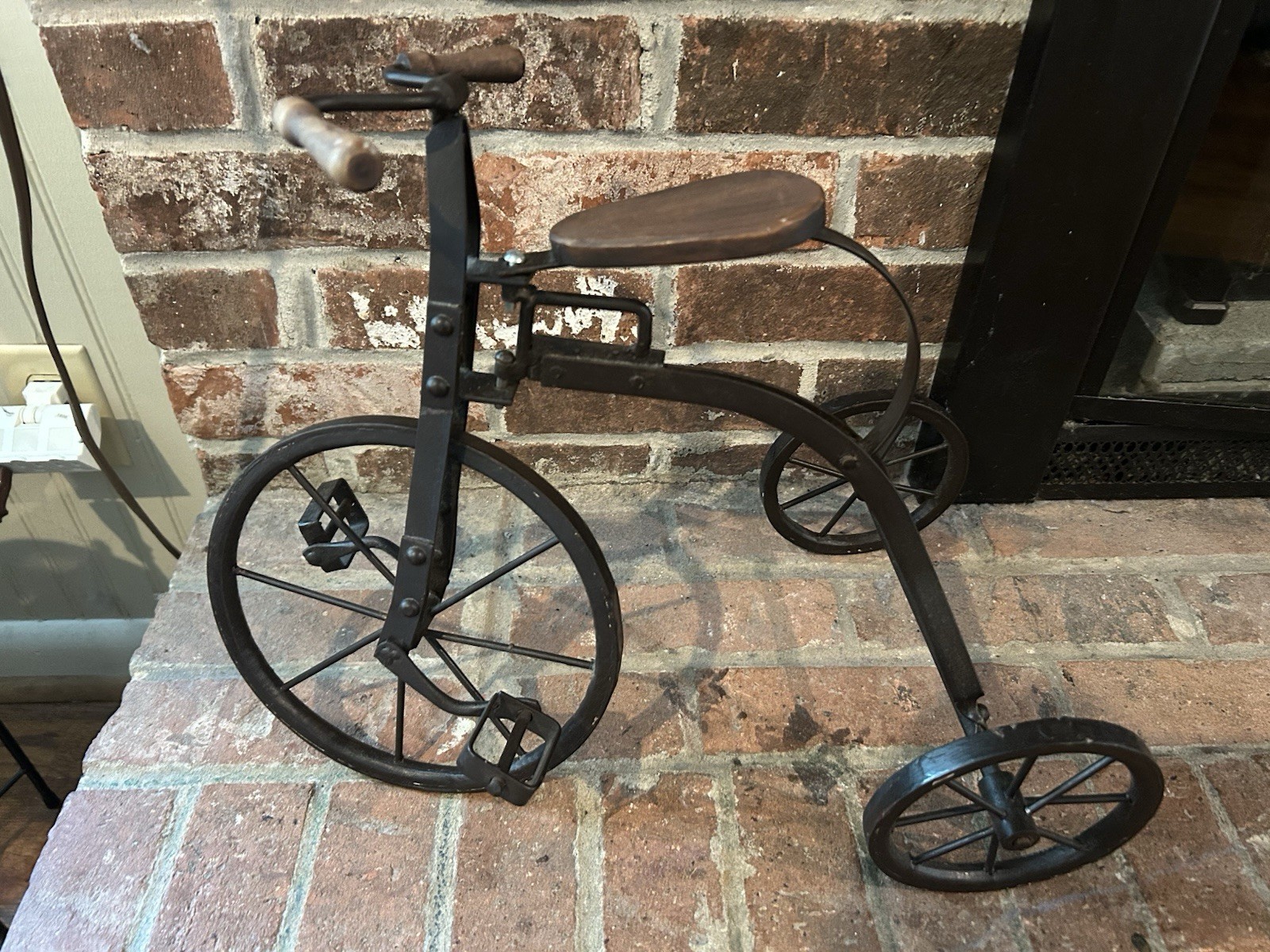 VTG Miniature Small Tricycle Functioning WroughtIron Wood Rustic Farmhouse Decr VTG Miniature Small Tricycle Functioning WroughtIron Wood Rustic Farmhouse Decr
