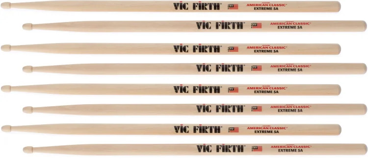 Vic Firth American Classic Drumsticks - Extreme 5A, 4 pairs