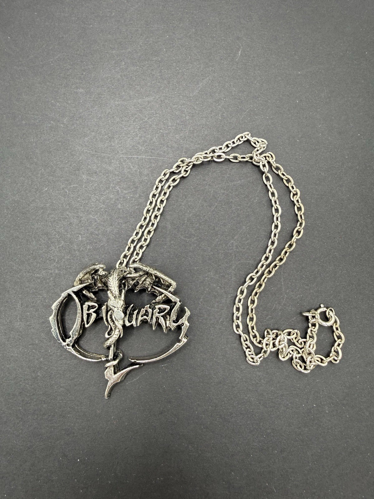 Obituary Heavy Metal Band Chain Dragon And Logo Distressed Poker 1992 Obituary Heavy Metal Band Chain Dragon And Logo Distressed Poker 1992