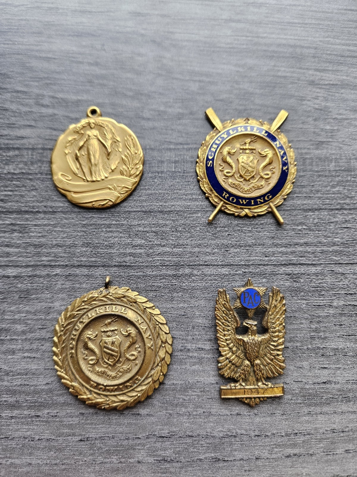 Vintage 1940\'s Schuylkill Rowing Medals Pittsburg PA Bailey Banks Biddle