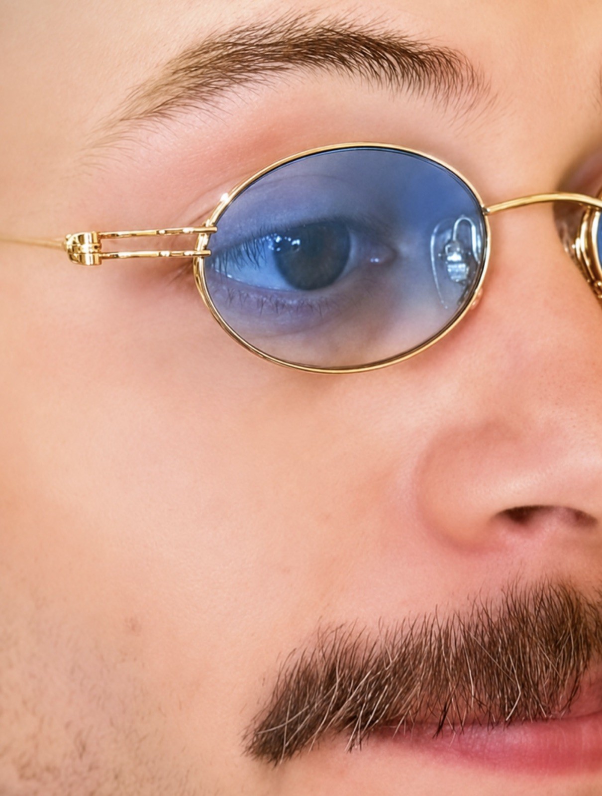 VERY RARE Authentic Gucci Coogi Brand Name Gold Metal Frame Blue Tint Sunglasses