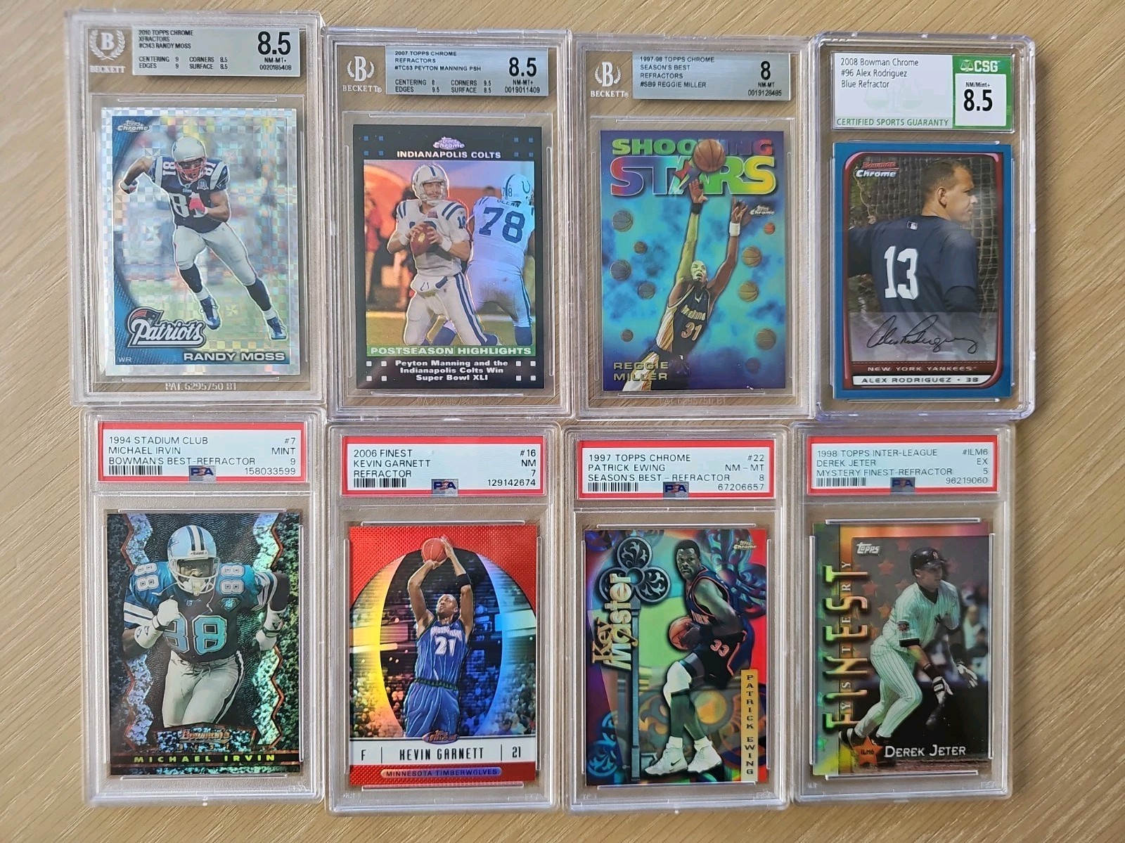 Investor Lot Graded HOF Refractors Late 90s/early 00s Manning Moss Jeter Garnett