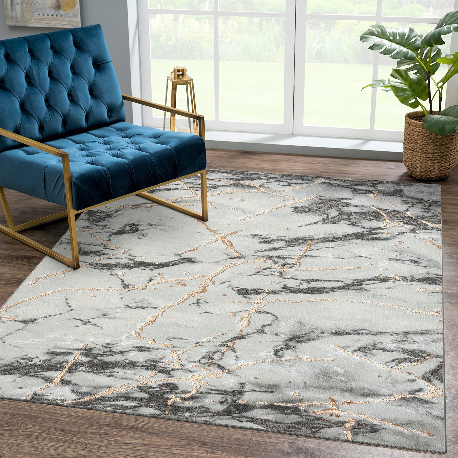 LUXE WEAVERS Ivory Gold 5x7 Marble Abstract Area Rug 2150 Ivory 5x7 LUXE WEAVERS Ivory Gold 5x7 Marble Abstract Area Rug 2150 Ivory 5x7