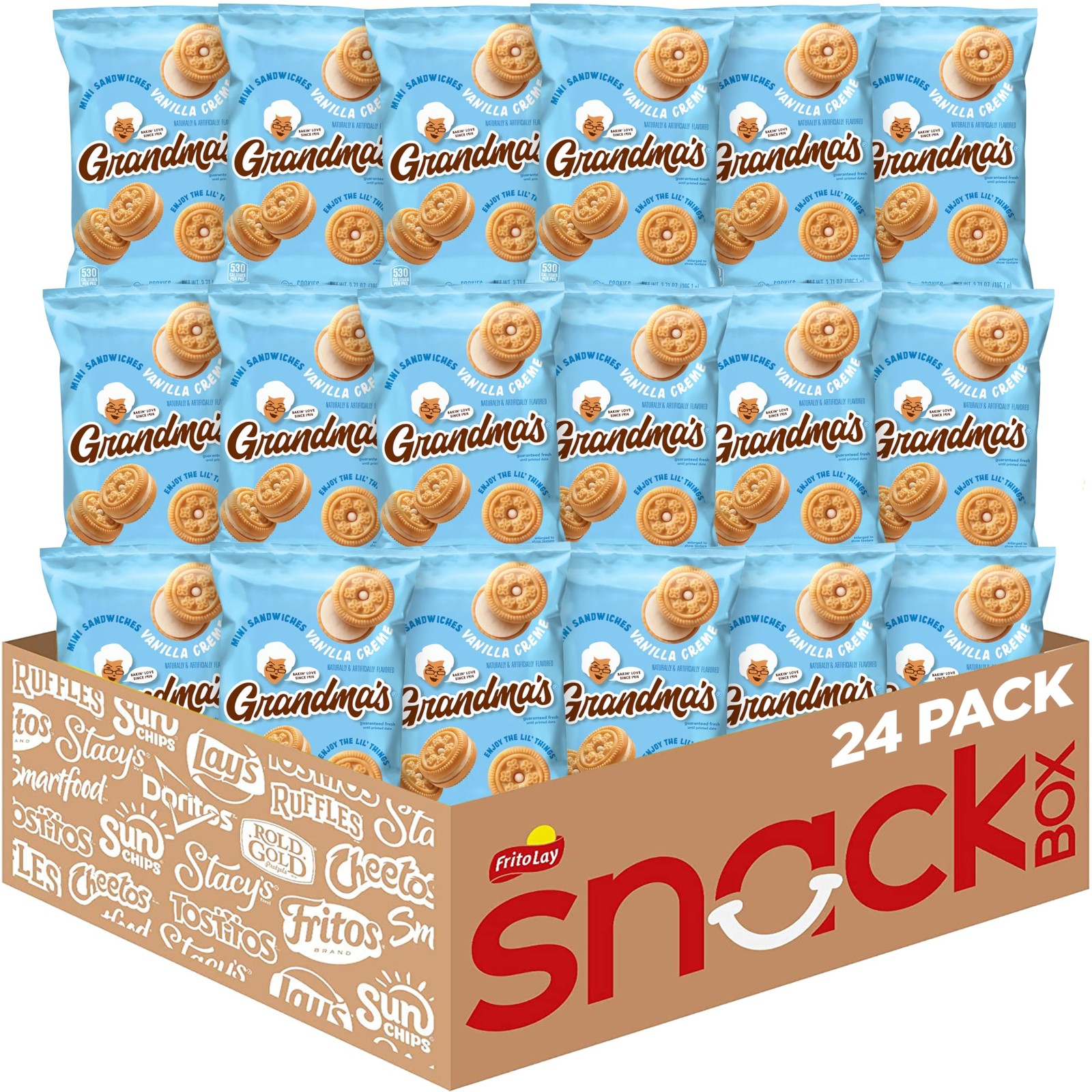 Grandma’s Mini Cookies, Vanilla Sandwich Crème Cookies, 3.71 oz Cookie Bag, (...