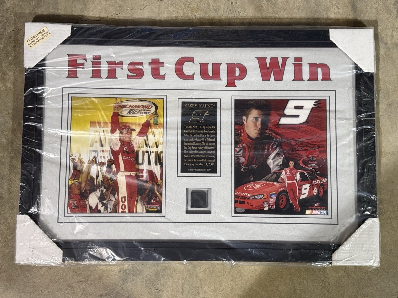 Kasey Kahne “First Cup Win” Framed Display – Autographed – Limited Edition /109
