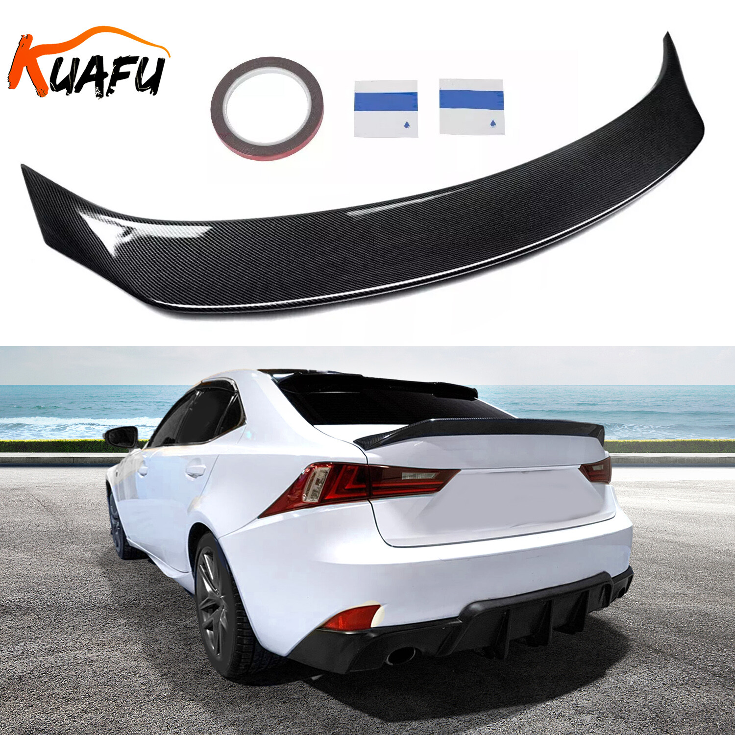 For 2014-20 Lexus IS200t IS250 IS350 AR Style Rear Trunk Spoiler Carbon Color For 2014-20 Lexus IS200t IS250 IS350 AR Style Rear Trunk Spoiler Carbon Color