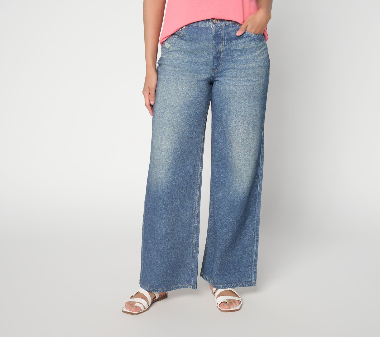Anybody Regular Denim Effect French Terry Pants Indigo Wash S New