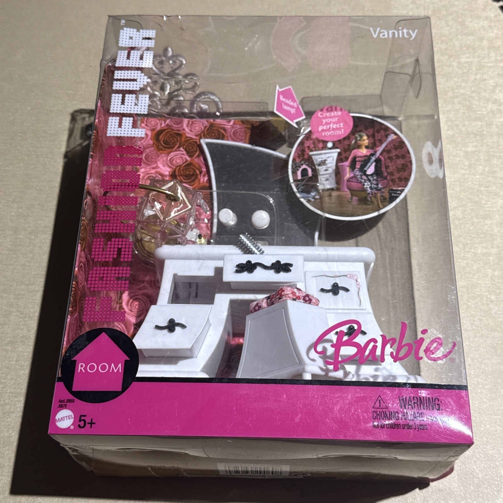 Barbie Fashion fever vanity Set-2005 Mattel J0670 J0668 -ACCESSORY MOVING INSIDE