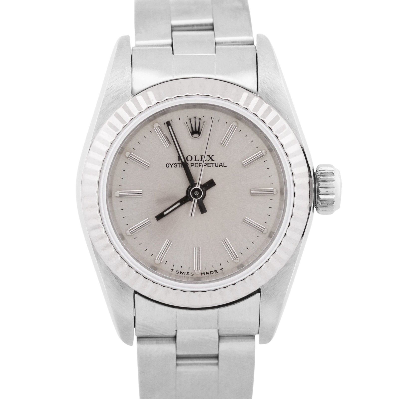 1993 Rolex Oyster Perpetual 24mm SILVER Stainless Steel 18K Gold OYSTER 67194