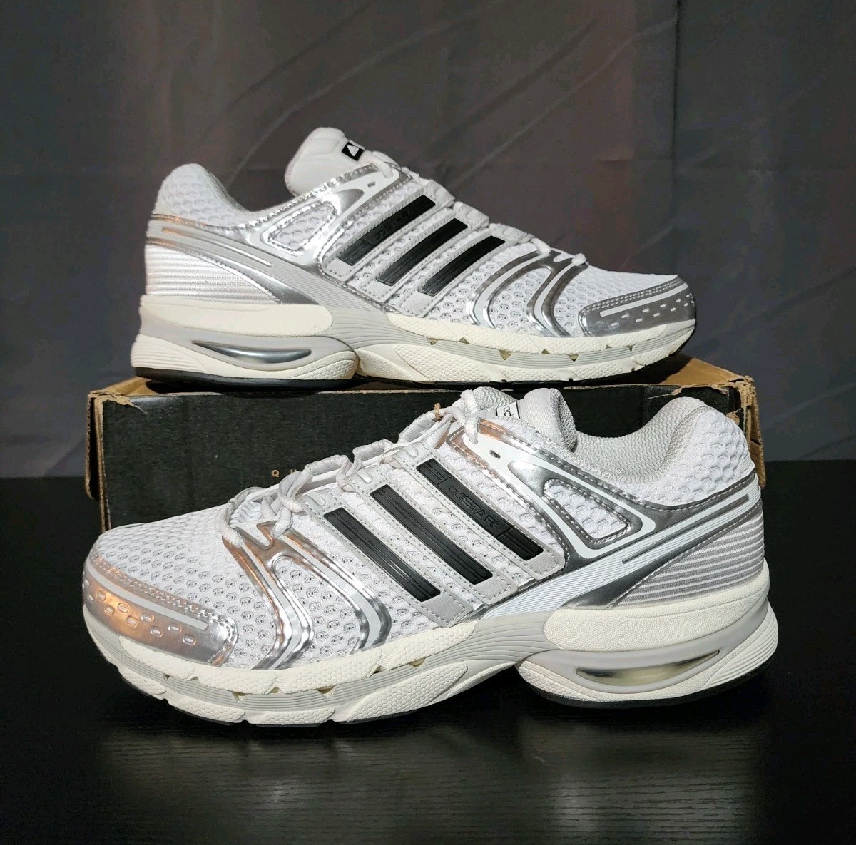 adidas Adistar Control 5 White Silver Metallic Men\'s - JQ4168 adidas Adistar Control 5 White Silver Metallic Men\'s - JQ4168