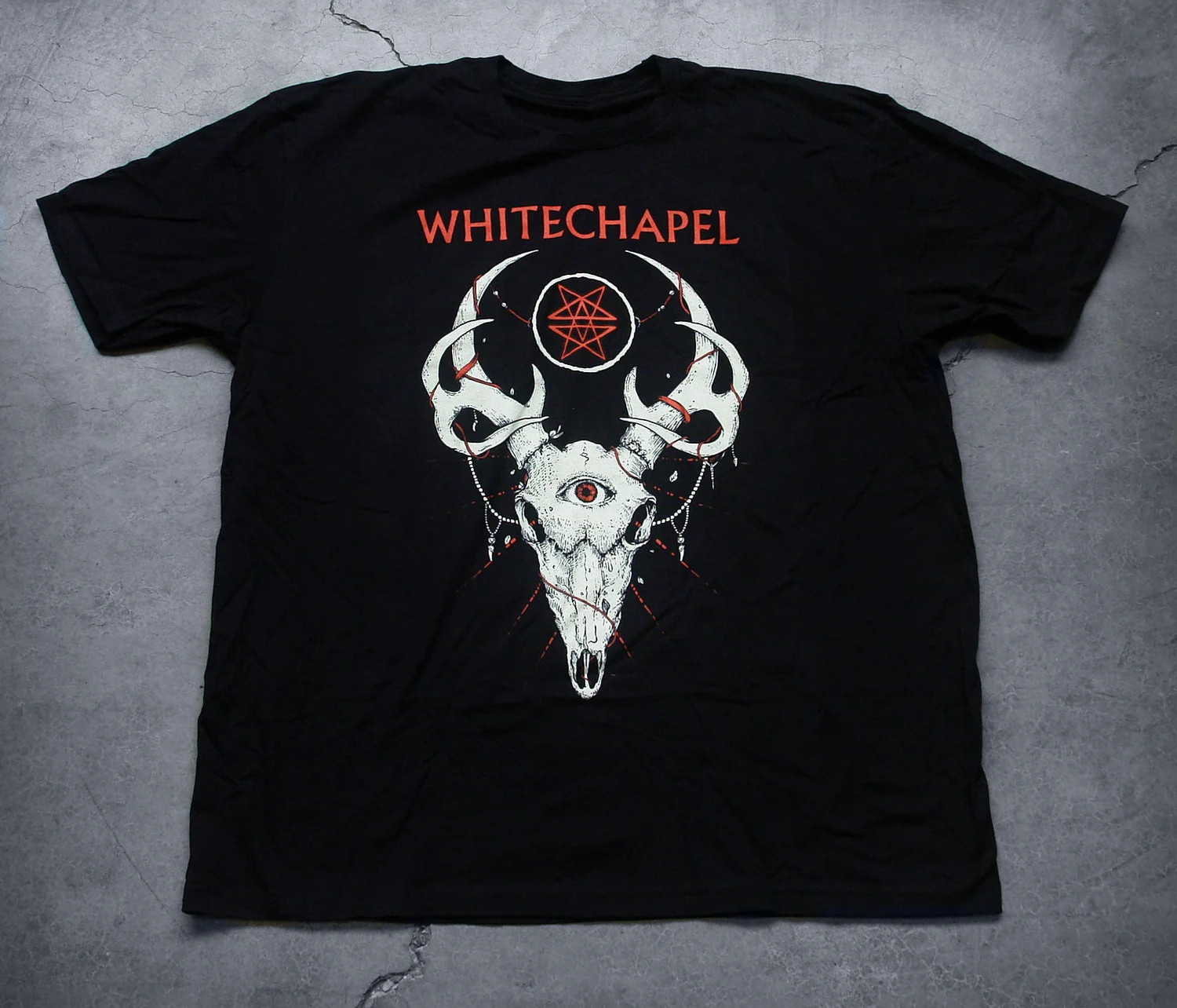 Vtg Whitechapel Band Deer Skull Cotton Black Full Size Unisex Shirt UR034