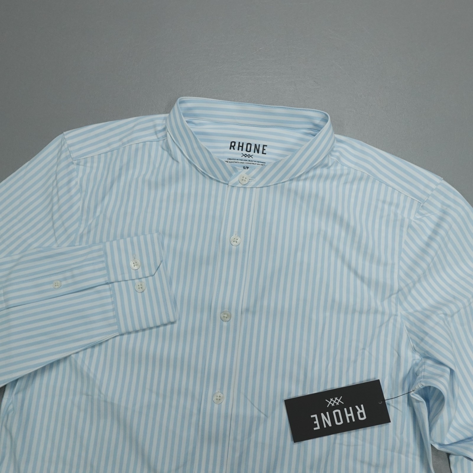 Rhone State Of Mind Band Collar Shirt Slim Fit Men\'s Size S Stretch Performance