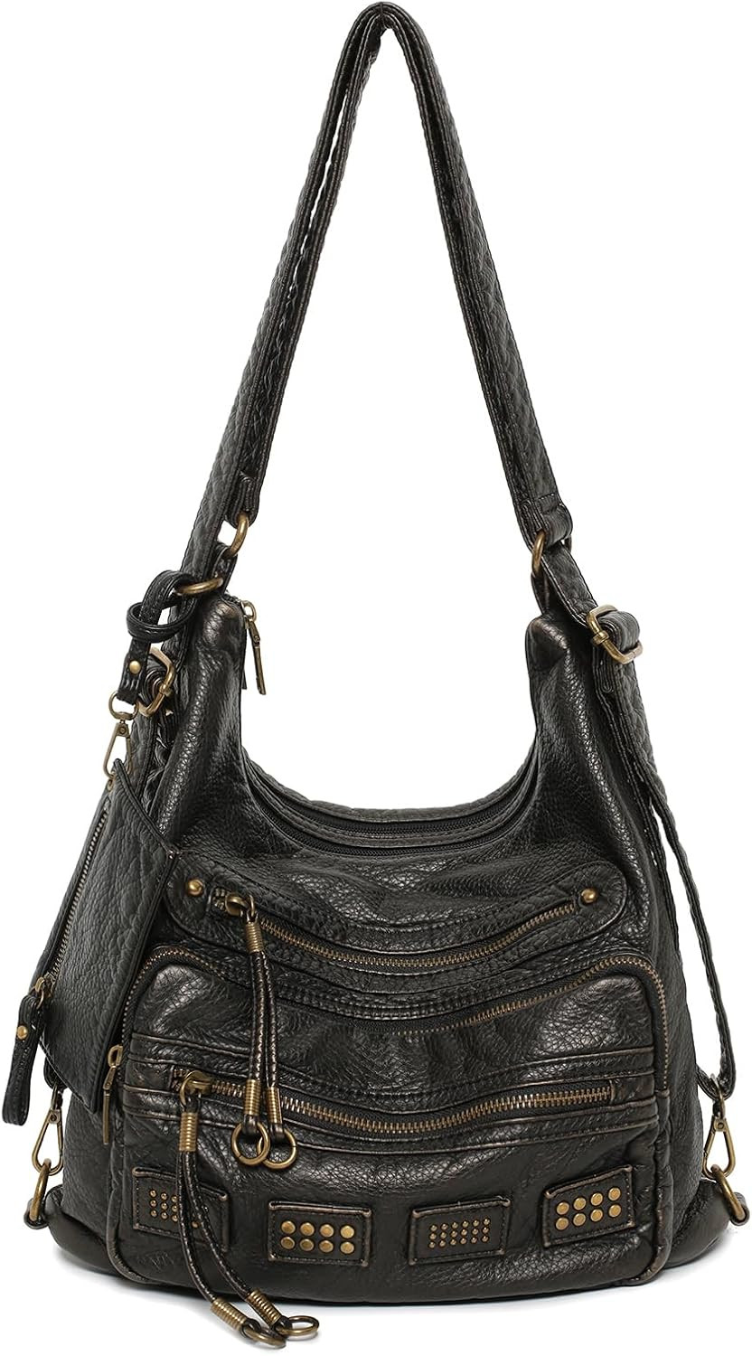 Y2K Vintage Hobo Bag for Women, Vegan Leather Shoulder Purse, Vintage Black Y2K Vintage Hobo Bag for Women, Vegan Leather Shoulder Purse, Vintage Black