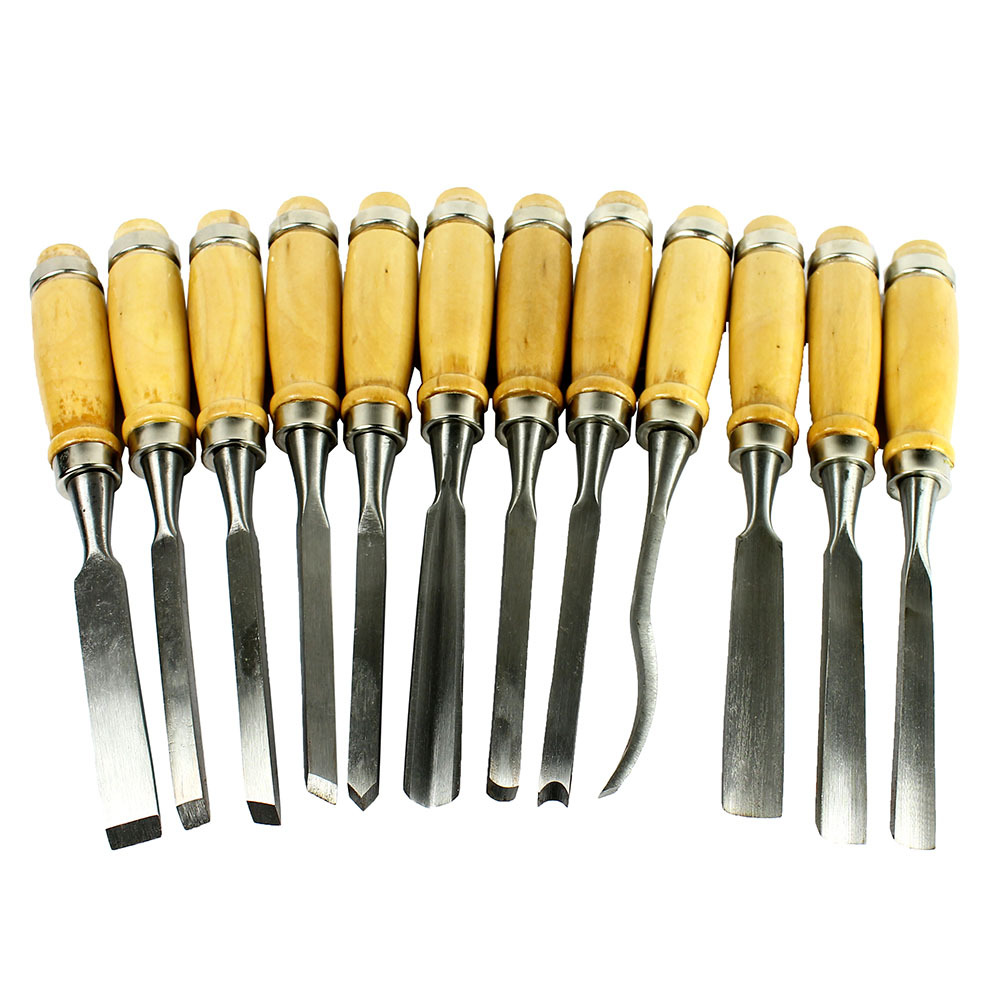 12 Piece Wood Carving Hand Chisel Tool Set Professional Woodworking Gouges Steel 12 Piece Wood Carving Hand Chisel Tool Set Professional Woodworking Gouges Steel