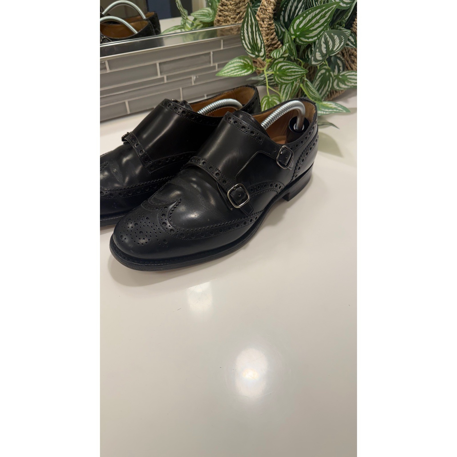 Church\'s Pitchford Black Leather Double Monk Strap Wingtip Brogue Shoes Mens 9 Church\'s Pitchford Black Leather Double Monk Strap Wingtip Brogue Shoes Mens 9