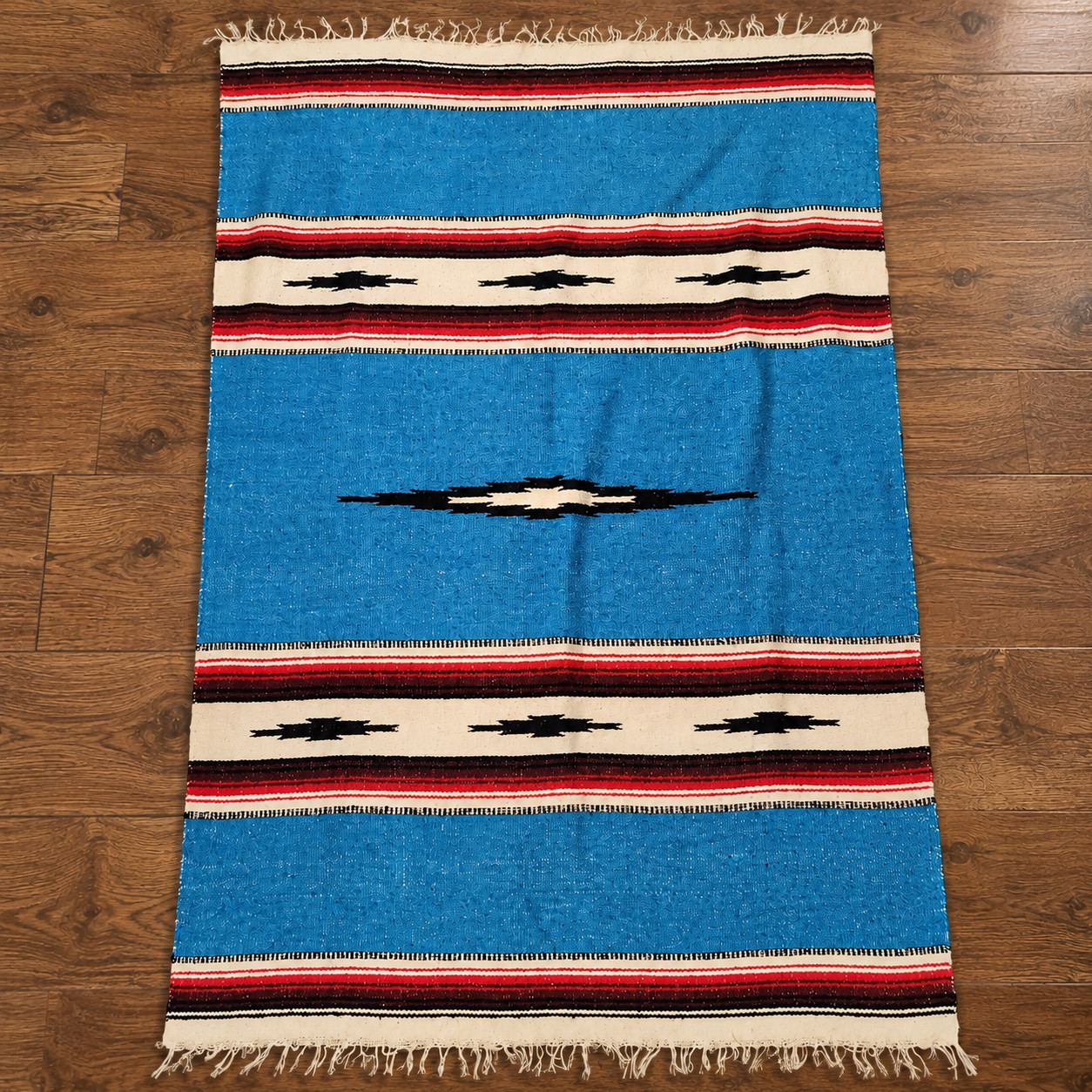 Vintage Handwoven Southwestern Native American Navajo Wool Rug Blanket 60\