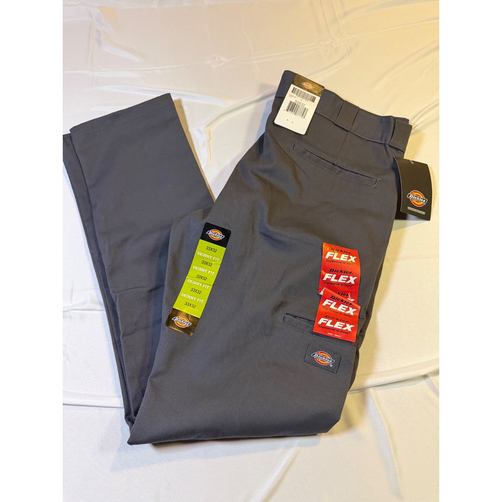 Dickies Mens Flex Skinny Fit Straight Leg Twill Work Pants Charcoal Gray WP801CH Dickies Mens Flex Skinny Fit Straight Leg Twill Work Pants Charcoal Gray WP801CH