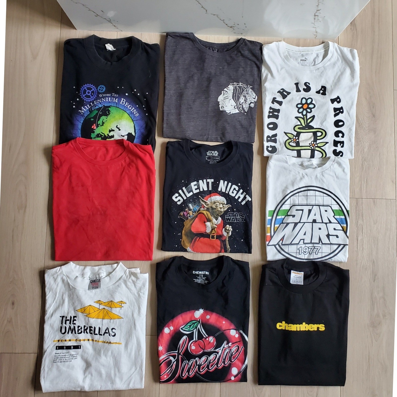 Graphic T Shirt Bundle Mens L XL 9Pc Star Wars Vintage Casual Clothing Lot