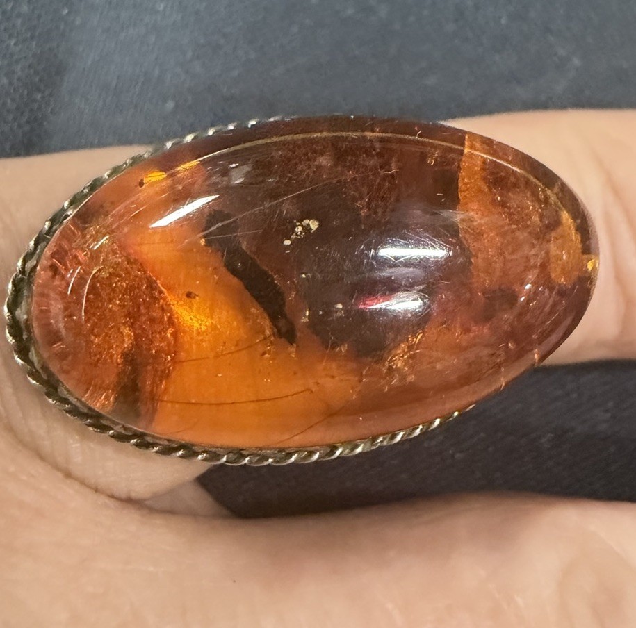 Vintage Natural Authentic Baltic Amber Large Ring - In Putter Russian Ussr Vintage Natural Authentic Baltic Amber Large Ring - In Putter Russian Ussr