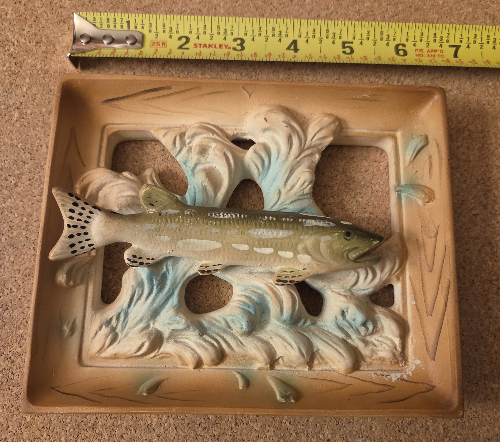 Vintage Napcoware Ceramic Northern Pike Fish Wall Plaque Sign C6063 Japan 1960s