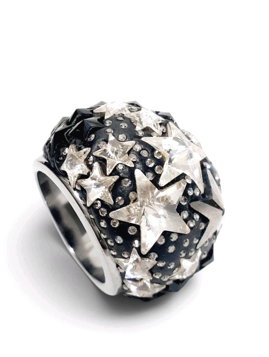 Swarovski Black Stars Fizz Ring Rare Size 55/7 Swarovski Black Stars Fizz Ring Rare Size 55/7