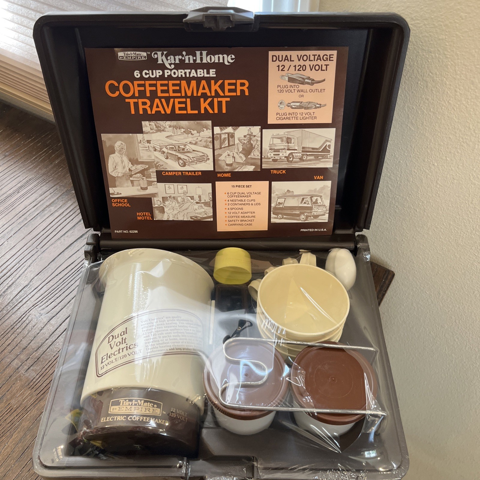 Vtg 1970s Empire Kar N Home Portable Coffee Maker Travel Kit 16 PC NEW USA MCM Vtg 1970s Empire Kar N Home Portable Coffee Maker Travel Kit 16 PC NEW USA MCM