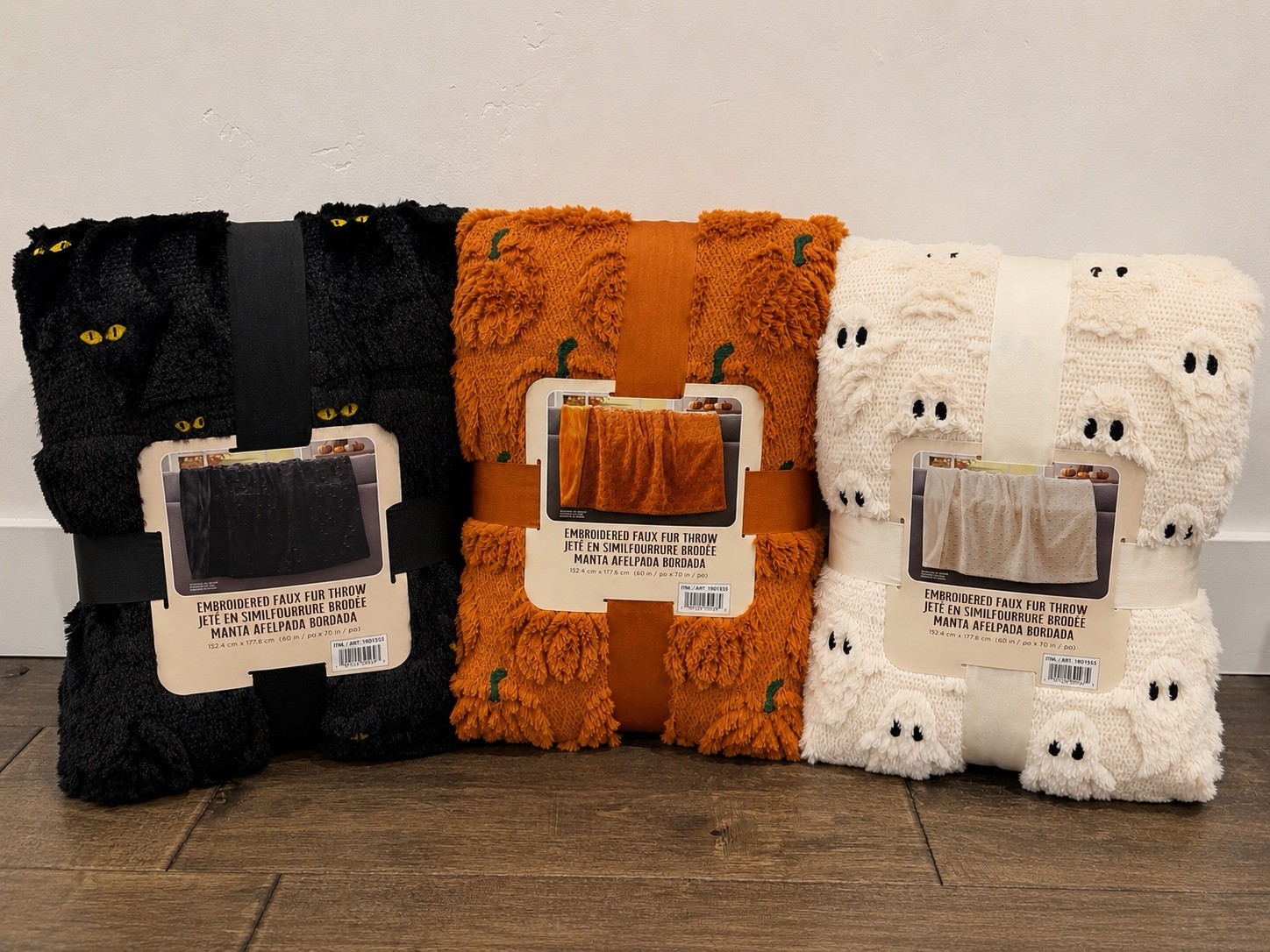 NWT Costco Halloween Faux Fur Throw Blanket Lot of 3 Ghost Cat Pumpkin NWT Costco Halloween Faux Fur Throw Blanket Lot of 3 Ghost Cat Pumpkin